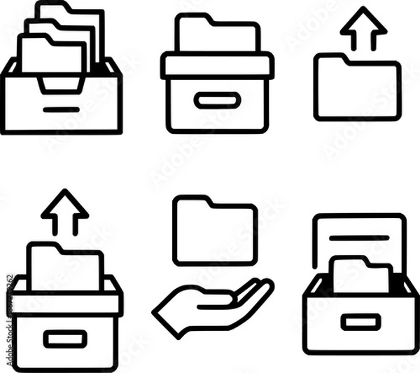 Obraz File archive and retrieval interface icon set