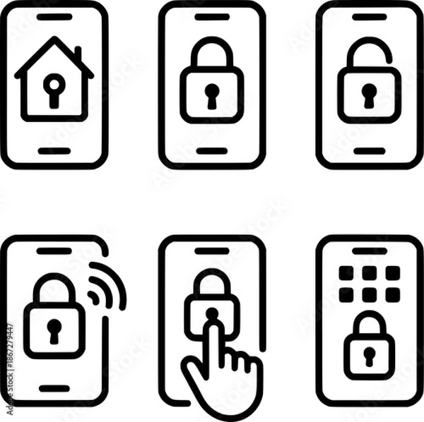 Obraz Remote smart lock control interface icons