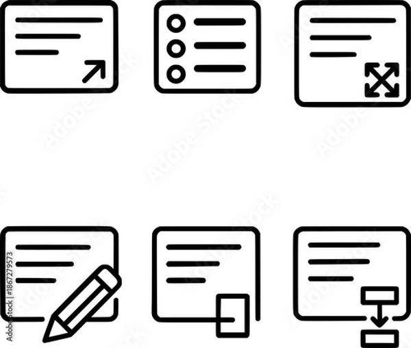 Obraz Widget editor resize and reorder UI icon set