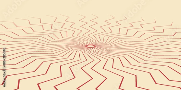 Obraz red sunburst lines on yellow background. light sun rays pattern.eps10