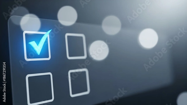 Fototapeta Confirmation Checkbox Digital Interface Blue Light