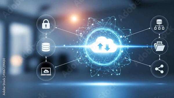 Fototapeta Cloud Computing Data Security Network Technology Digital Internet Concept