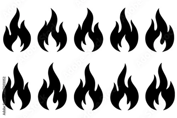 Obraz fire flames set,
Flame Icon Pattern Set – Fire Energy, Heat & Warning Design Vector