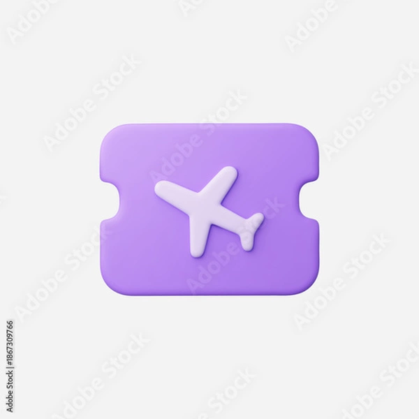 Obraz 3d Realistic Flight Ticket vector illustration