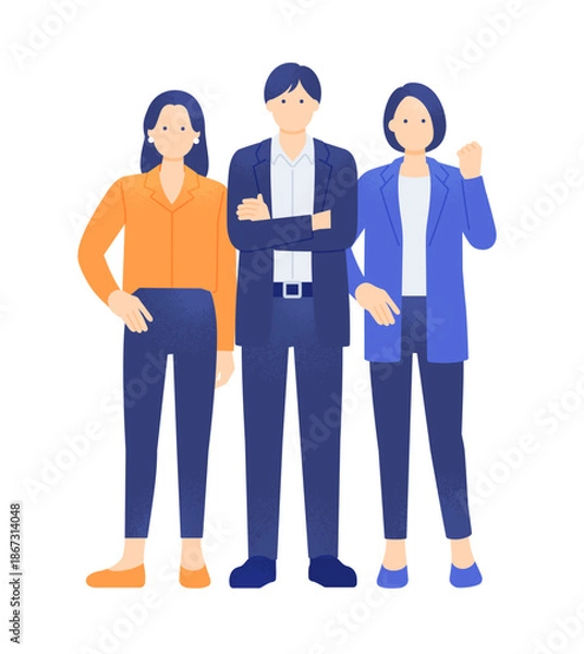 Obraz 成功へ向けて意欲的なビジネスパーソン。「私たちに任せて」と自信とやる気に満ちた3人組。