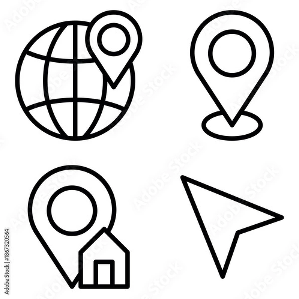 Fototapeta Navigation Icon Set Vector Line Art Design Template