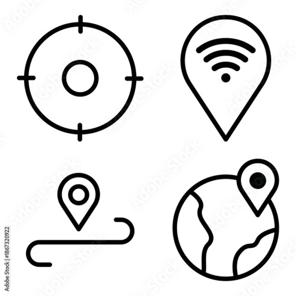Fototapeta Navigation Icon Set Vector Line Art Design Template