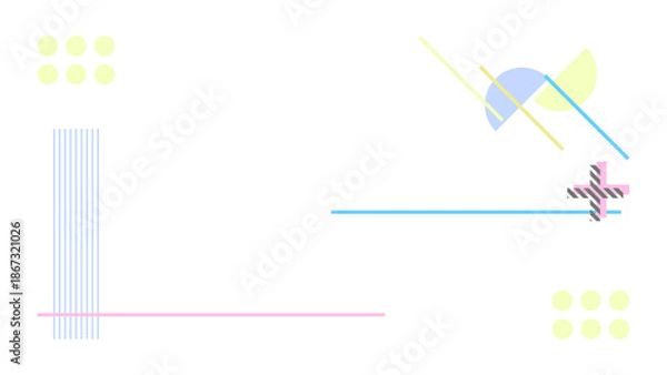 Obraz Geometric Memphis pattern background. Pastel vector frame with copy space.
