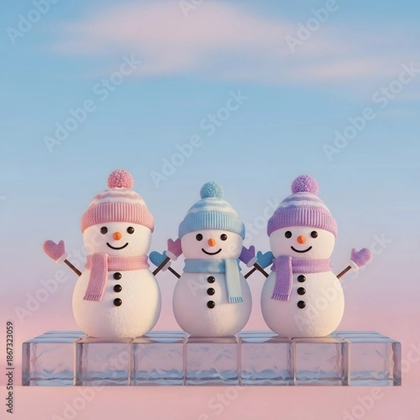 Obraz 몽글몽글 눈사람 가족