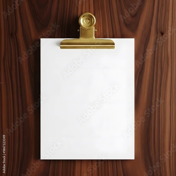 Obraz 월넛 우드 골드 집게 메모 서류판