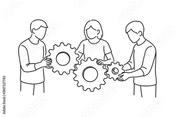 Fototapeta Teamwork Problem Solving With Gears