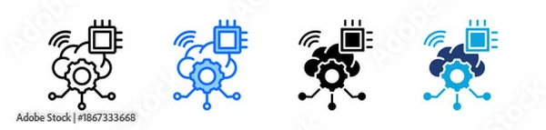 Obraz Cloud Computing Icon Set Multi Style Vector Illustration