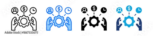 Obraz Resource Management Icon Set Multi Style Vector Illustration