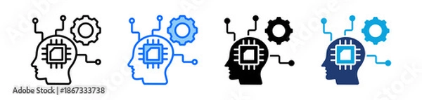 Obraz Machine Learning Icon Set Multi Style Vector Illustration