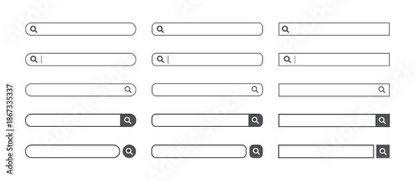 Obraz 検索窓・検索バーのイラスト素材　黒　セット　Search bar illustration set