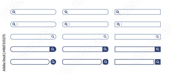 Obraz 検索窓・検索バーのイラスト素材　青　セット　Search bar illustration set