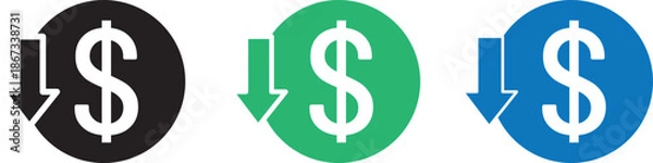 Obraz Lower cost icons set.  collection for web app