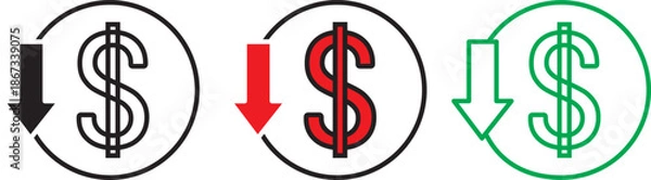 Obraz Lower cost icons set.  collection for web app