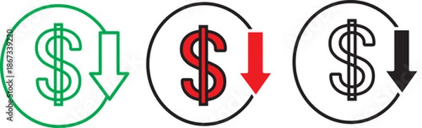 Obraz Lower cost icons set.  collection for web app