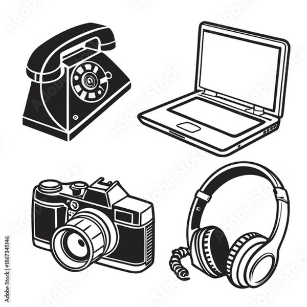 Obraz Vintage technology icons