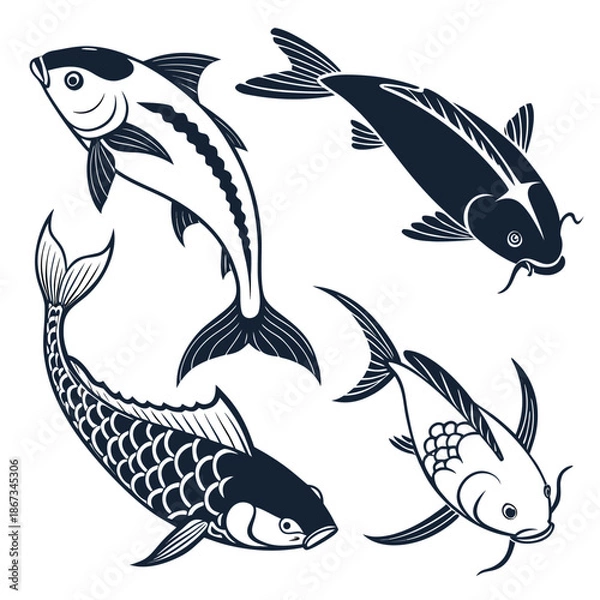 Obraz Four koi fish silhouettes