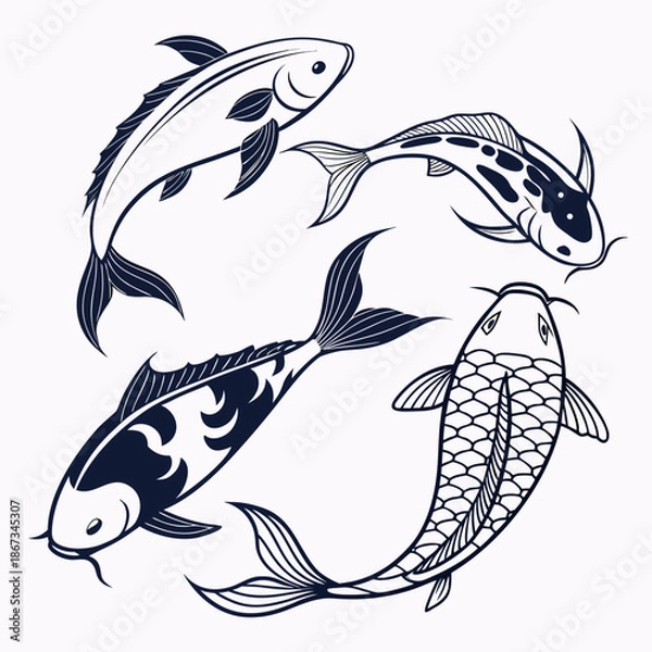 Obraz Three koi fish illustration