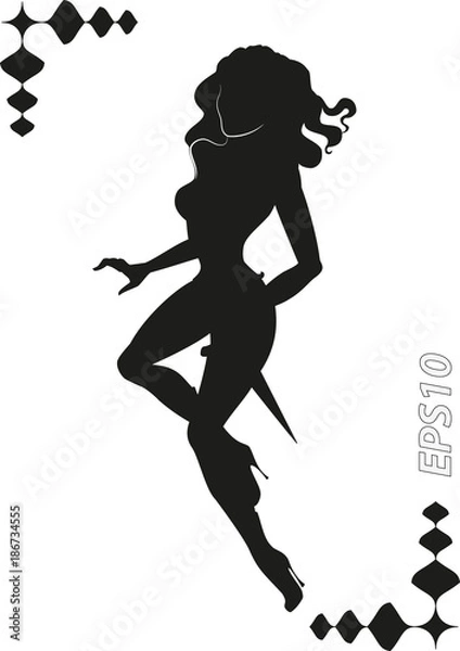 Fototapeta Vector silhouette of martial Amazons