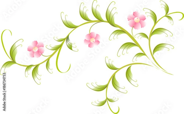 Obraz Pattern in the form of plum branch. EPS10 vector illustration
