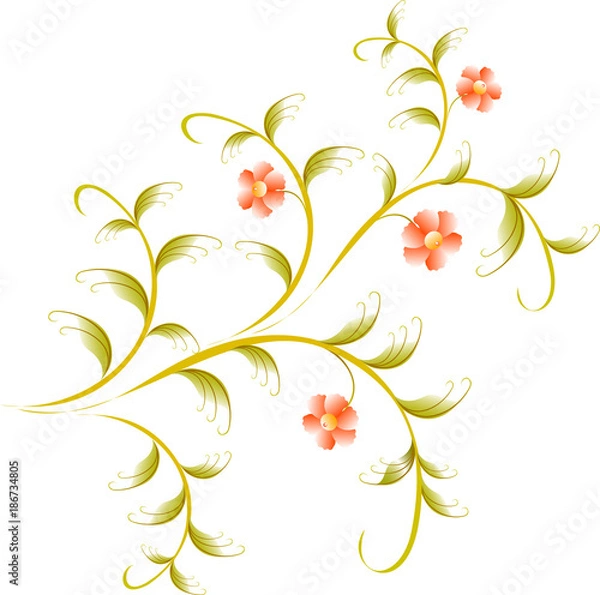 Fototapeta Pattern in the form of red flower branch. EPS10 vector illustration