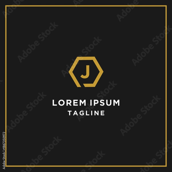 Obraz pj or jp hexagon logo