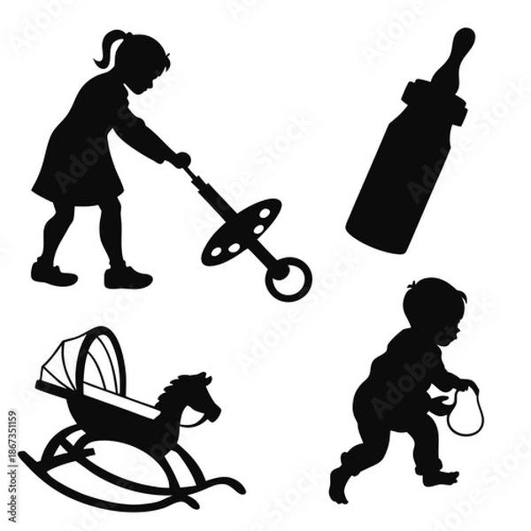 Obraz Children's playtime silhouettes