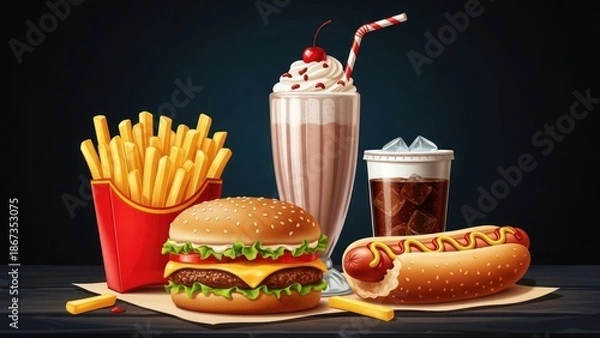 Obraz fast food set