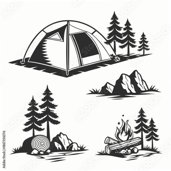 Obraz Camping scene illustrations