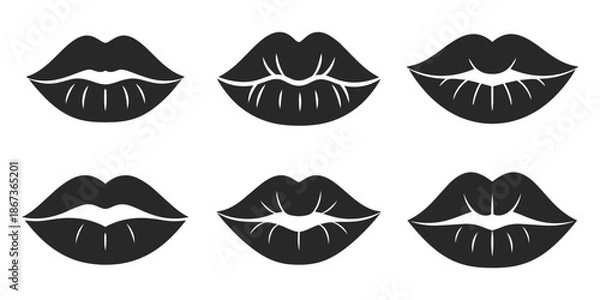 Obraz Lips flat icon set