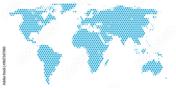 Obraz blue dot world map on white background
