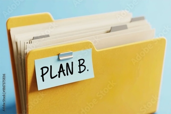 Obraz file folder with plan B label. Business backup plan and risk control