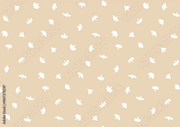 Obraz 鳥のシルエットのシームレスパターン素材（ベージュ）