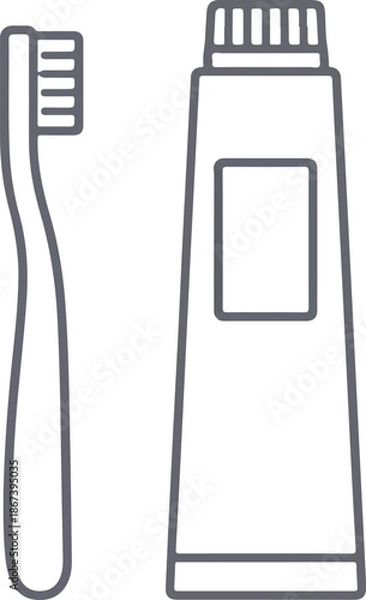 Obraz Toothbrush and toothpaste icon