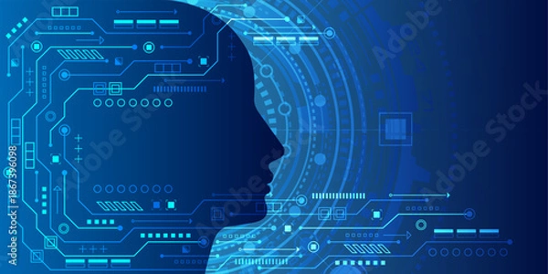 Obraz New technologies. Human artificial intelligence. Engineering industry. Vector illustration.