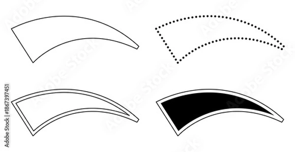 Obraz 弧を描くテロップベース 扇状のラベル・タグデザイン・扇形のタイトル見出しフレームセット