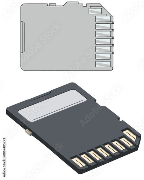 Obraz SD Memory Card Vector Illustration for Data Storage on White