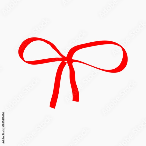 Obraz Hand drawn red ribbon doodle collection