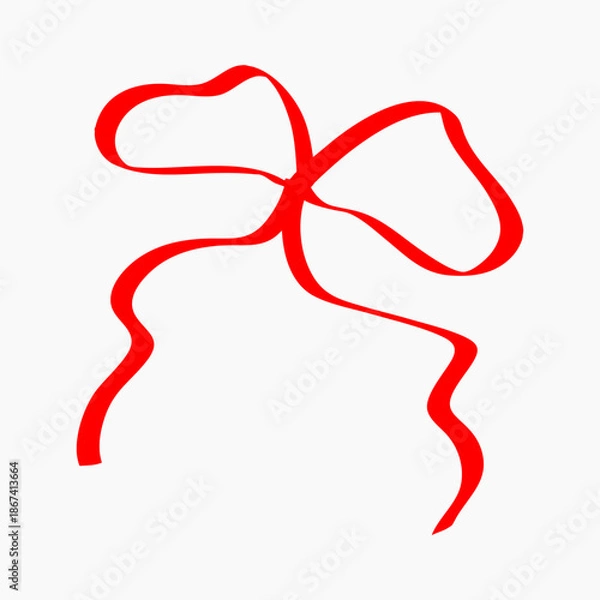 Obraz Hand drawn red ribbon doodle collection