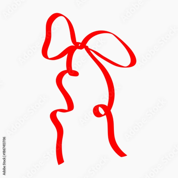 Obraz Hand drawn red ribbon doodle collection