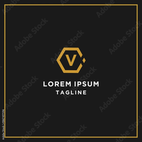 Obraz cv or vc hexagon logo