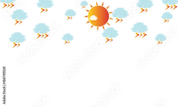 Obraz Sun And Thunder Cloud Weather Pattern Background Illustration