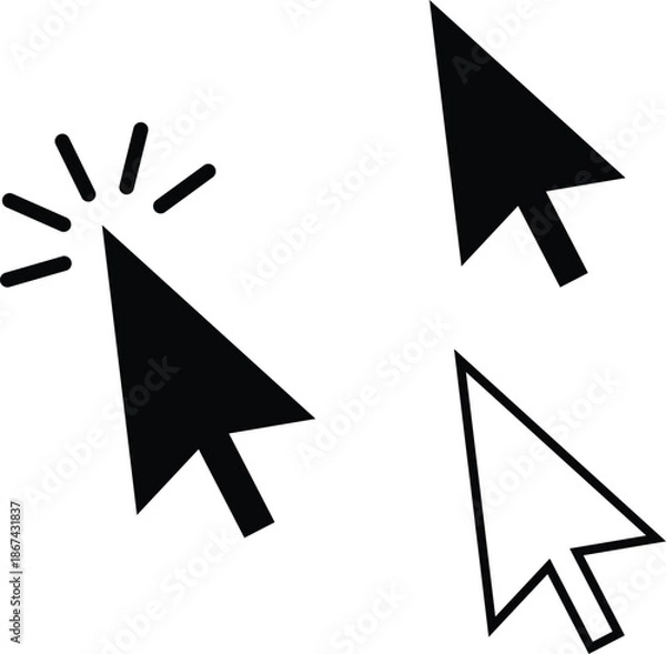Fototapeta Computer Mouse Click Pointer Cursor Arrow Vector Icon Set