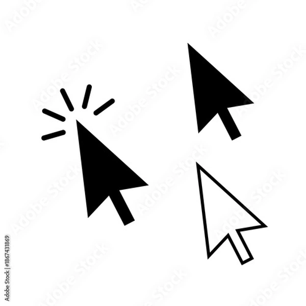 Fototapeta Computer Mouse Click Pointer Cursor Arrow Vector Icon Set