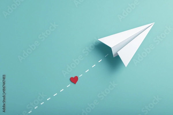 Obraz Love message paper airplane concept