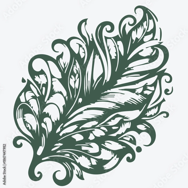 Obraz Artistic Black and White Leaf Vector Design
